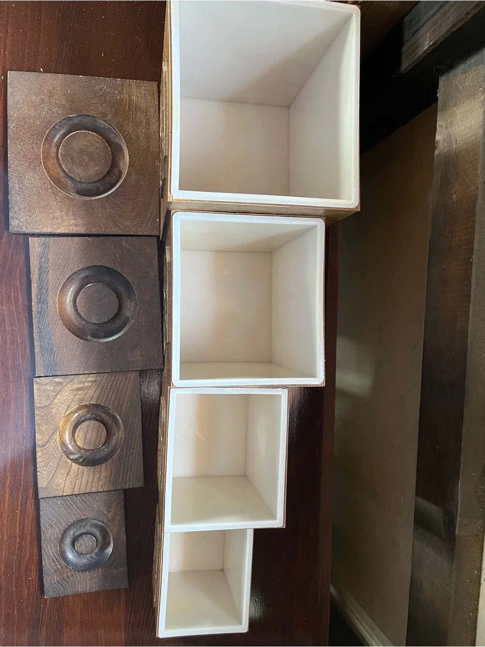 Vtg Sears Roebuck Wooden canister set with liners